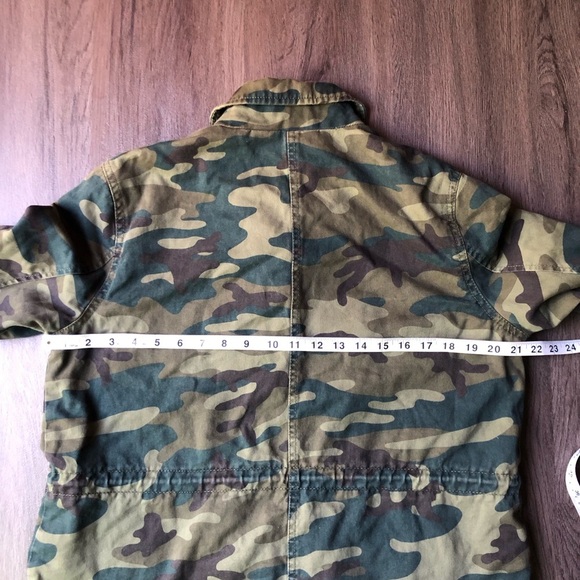 Gap Camo Utility Military Jacket Women’s L Army Green Flannel Lined Snap Closure - Picture 5 of 8